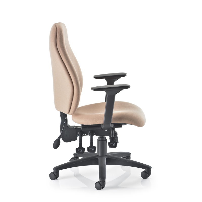 Side view of the PSI Optima 2 ergonomic office chair showing ergonomic profile