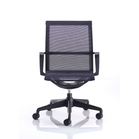 Black PSI Swing MB ergonomic mesh office chair with fixed armrests and five-star swivel base