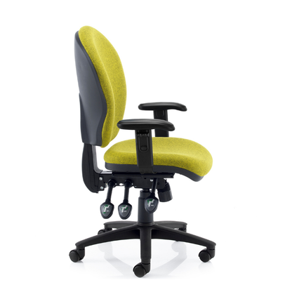 Side view of the PSI Ergo 3 ergonomic office chair showing the ergonomic backrest and adjustable armrests