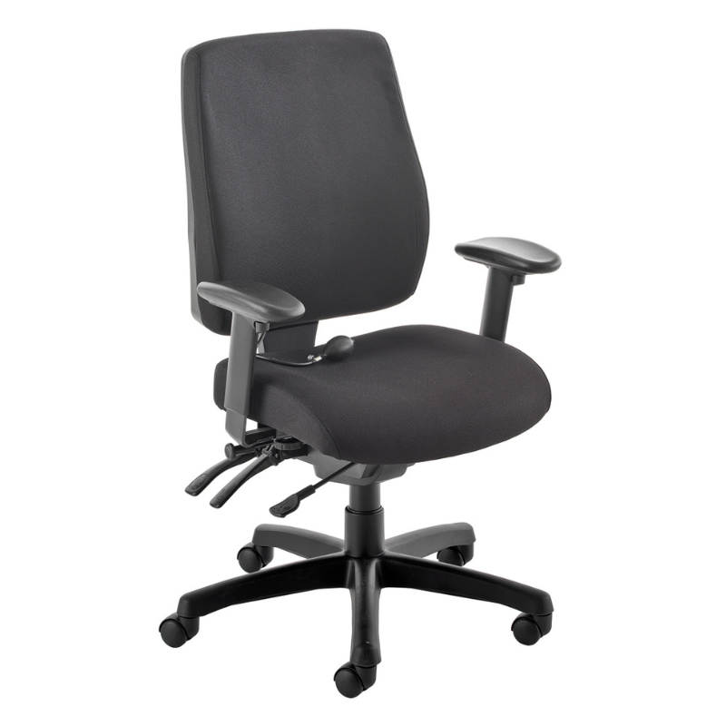PSI Posture Plus ergonomic office chair in black with adjustable armrests