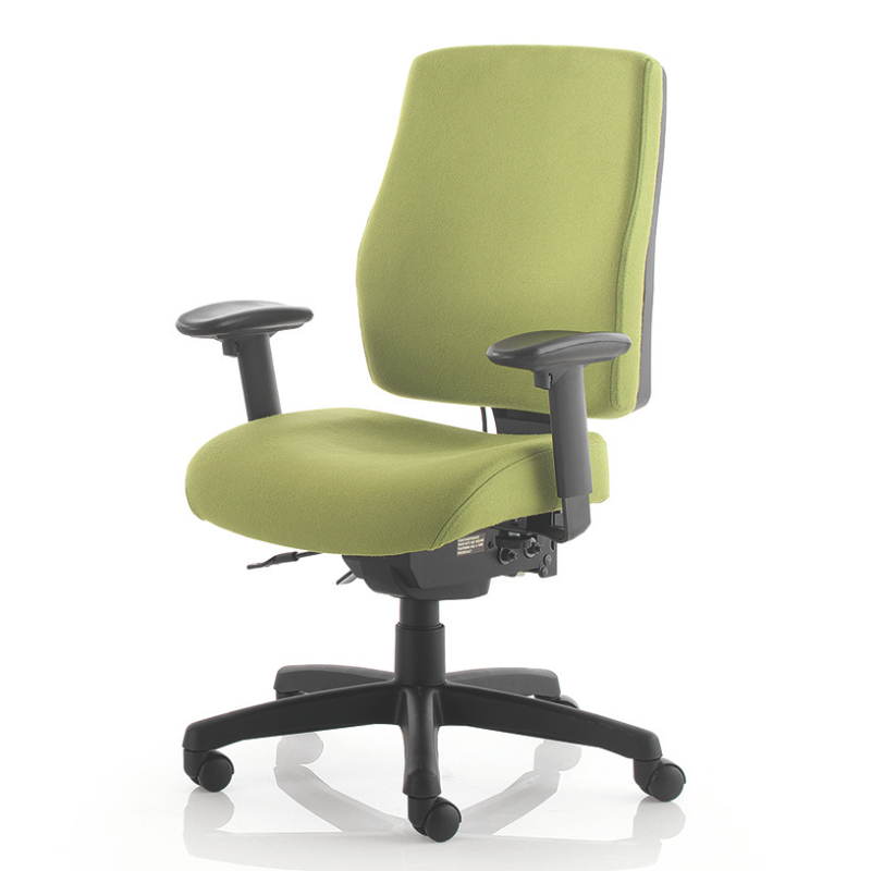 PSI Posture Plus ergonomic office chair in green fabric with adjustable armrests